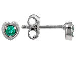 Lab Created Emerald Rhodium Over Sterling Silver Children's Birthstone Heart Stud Earrings
