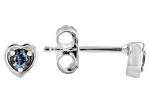 Lab Alexandrite Rhodium Over Sterling Silver Children's Birthstone Heart Stud Earrings