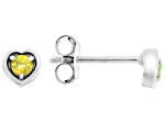 White Ethiopian Opal Rhodium Over Sterling Silver Children's Birthstone Heart Stud Earrings 0.06ctw