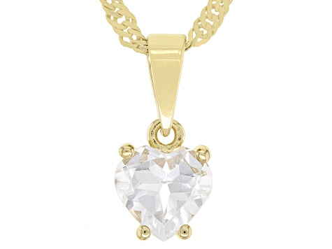 White Topaz 18k Yellow Gold Over Sterling Silver Children's Pendant With Chain 0.81ct