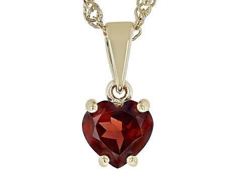 Red Garnet 18k Yellow Gold Over Sterling Silver Children's Pendant With Chain .81ct