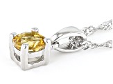 Yellow Citrine Rhodium Over Sterling Silver Children's Pendant with Chain 0.25ct