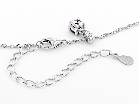 Purple Amethyst Rhodium Over Sterling Silver Children's Pendant with Chain .21ct