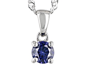 Lab Created Blue Sapphire Rhodium Over Silver Children's Pendant with Chain 0.23ct