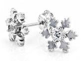 White Lab Created Sapphire Rhodium Over Sterling Silver Childrens Snowflake Earrings 0.34ctw