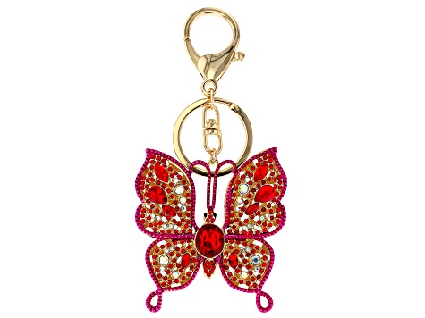 Multi Color Crystal Gold Tone Butterfly Key Chain - CYB006A | JTV.com