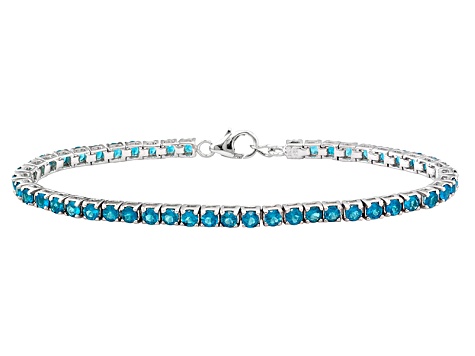 Neon Blue Apatite Rhodium Over Sterling Silver Bracelet 5.72ctw