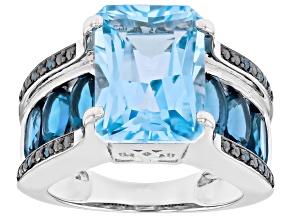 Sky Blue Topaz Rhodium Over Sterling Silver Ring 11.88ctw