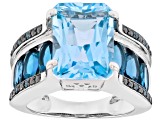 Sky Blue Topaz Rhodium Over Sterling Silver Ring 11.88ctw