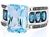 Sky Blue Topaz Rhodium Over Sterling Silver Ring 11.88ctw