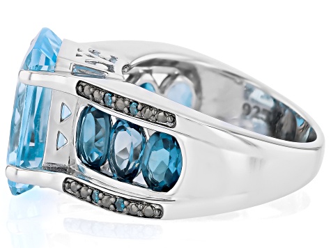 Sky Blue Topaz Rhodium Over Sterling Silver Ring 11.88ctw