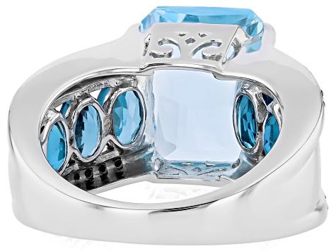 Sky Blue Topaz Rhodium Over Sterling Silver Ring 11.88ctw
