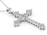 White Cubic Zirconia Rhodium Over Sterling Silver Cross Pendant Necklace With Magnetic Clasp 1.00ctw