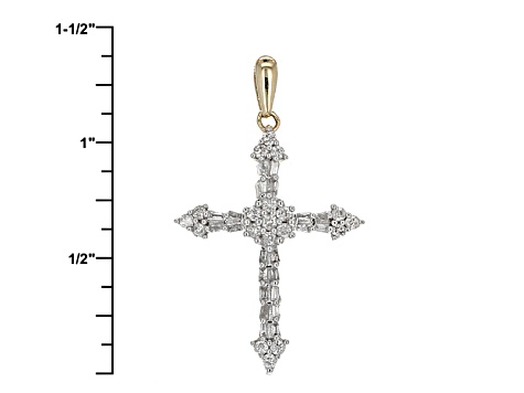 10k yellow gold diamond cross pendant