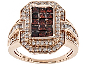 Picture of Red And White Diamond Ring 10k Rose Gold 1.50ctw
