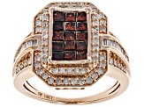 Red And White Diamond Ring 10k Rose Gold 1.50ctw