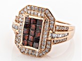 Red And White Diamond Ring 10k Rose Gold 1.50ctw