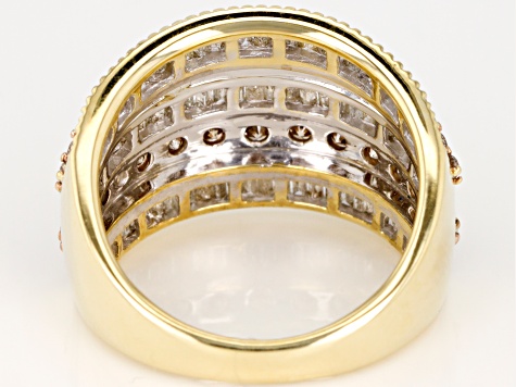 Champagne And White Diamond Ring 10k Yellow Gold 2.00ctw