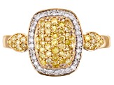 Natural Yellow And White Diamond 10k Yellow Gold Ring 0.53ctw