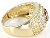 Yellow, Pink And White Diamond Ring 10k Yellow Gold .85ctw