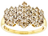 Diamond 10k Yellow Gold Cluster Ring 1.50ctw