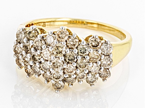 Diamond 10k Yellow Gold Cluster Ring 1.50ctw