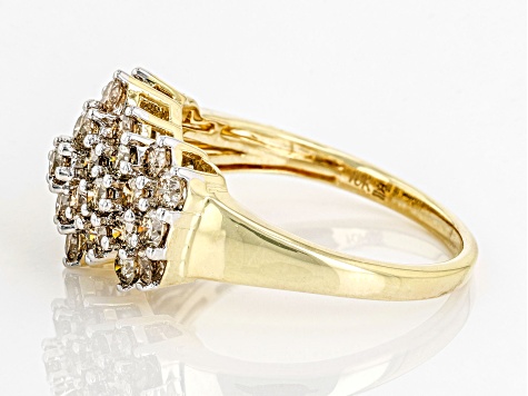 Diamond 10k Yellow Gold Cluster Ring 1.50ctw - DDG102 | JTV.com
