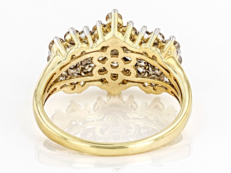 Diamond 10k Yellow Gold Cluster Ring 1.50ctw