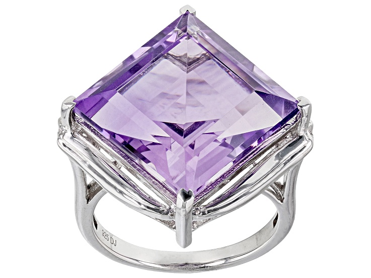 Purple Amethyst Rhodium Over Sterling Silver Ring 7.60ct