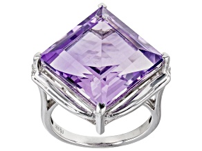 Purple Amethyst Rhodium Over Sterling Silver Ring 7.60ct