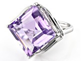 Purple Amethyst Rhodium Over Sterling Silver Ring 7.60ct