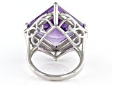 Purple Amethyst Rhodium Over Sterling Silver Ring 7.60ct