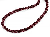 Red Garnet Rhodium Over Sterling Silver Beaded Necklace