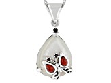 White Mother-Of-Pearl Sterling Silver Enhancer With Chain 0.09ctw
