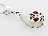 White Mother-Of-Pearl Sterling Silver Enhancer With Chain 0.09ctw