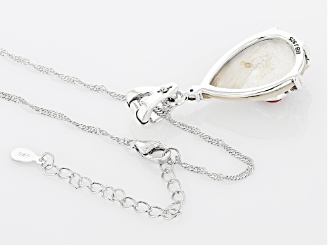 White Mother-Of-Pearl Sterling Silver Enhancer With Chain 0.09ctw
