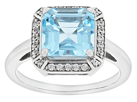 Sky Blue Topaz Rhodium Over Sterling Silver Ring 3.67ctw