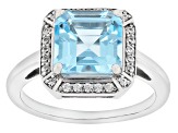 Sky Blue Topaz Rhodium Over Sterling Silver Ring 3.67ctw