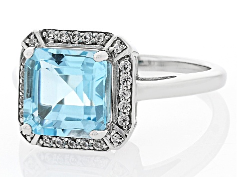 Sky Blue Topaz Rhodium Over Sterling Silver Ring 3.67ctw