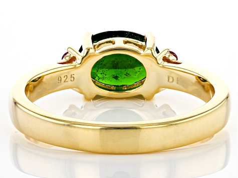 Chrome Diopside 18k Yellow Gold Over Sterling Silver Ring 1.16ctw