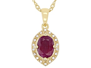 Red Indian Ruby 18k Yellow Gold Over Sterling Silver Pendant With Chain 2.40ctw