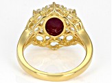 Indian Ruby 18k Yellow Gold Over Sterling Silver Ring 3.82ctw