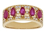 Red Ruby 18k Yellow Gold Over Sterling Silver Band Ring 1.31ctw