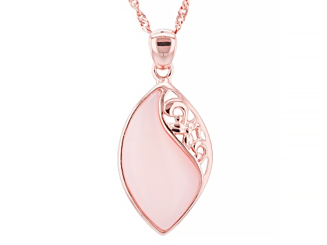 Pink Opal 18k Rose Gold Over Sterling Silver Pendant With Chain