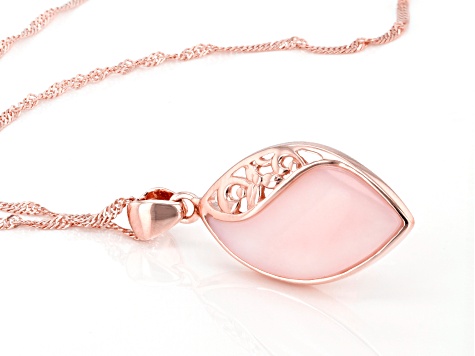 Pink Opal 18k Rose Gold Over Sterling Silver Pendant With Chain