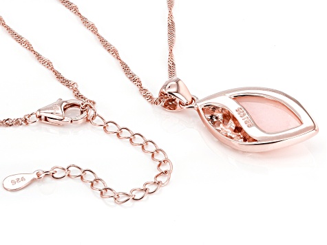 Pink Opal 18k Rose Gold Over Sterling Silver Pendant With Chain