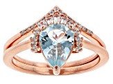 Blue Aquamarine 18k Rose Gold Over Sterling Silver Stackable Ring Set 1.73ctw