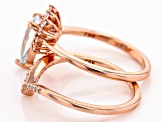 Blue Aquamarine 18k Rose Gold Over Sterling Silver Stackable Ring Set 1.73ctw