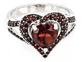 Red Garnet Rhodium Over Sterling Silver Ring 2.55ctw