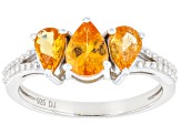 Orange Spessartite Rhodium Over Sterling Silver 3-Stone Ring 1.76ctw
